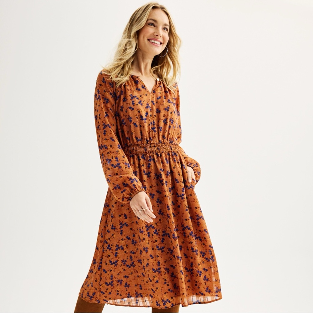 NWT DRAPER JAMES RSVPβ’ Smocked Waist Midi Dress |Size XL